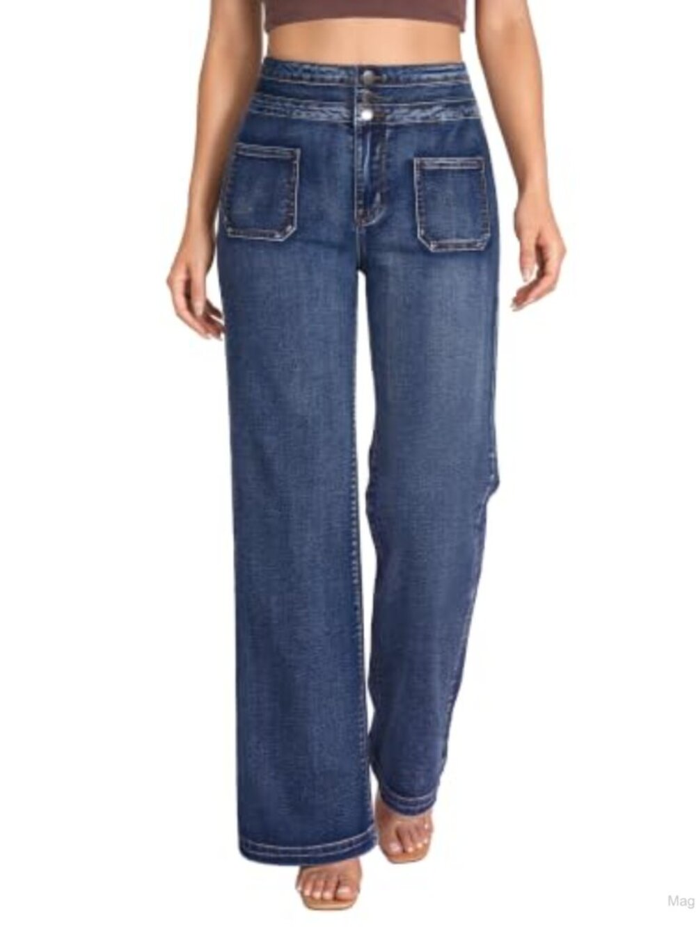 High Waist Wide Leg Jeans Women Denim Pants Stretchy Baggy